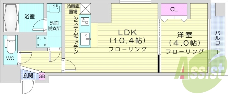 1LDK、バルコニー、オートロック、クローゼット
