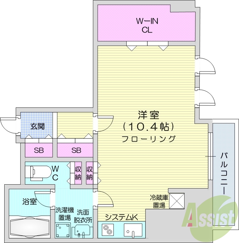 1R、都市ガス、追い焚き、浴室乾燥機、ネット無料