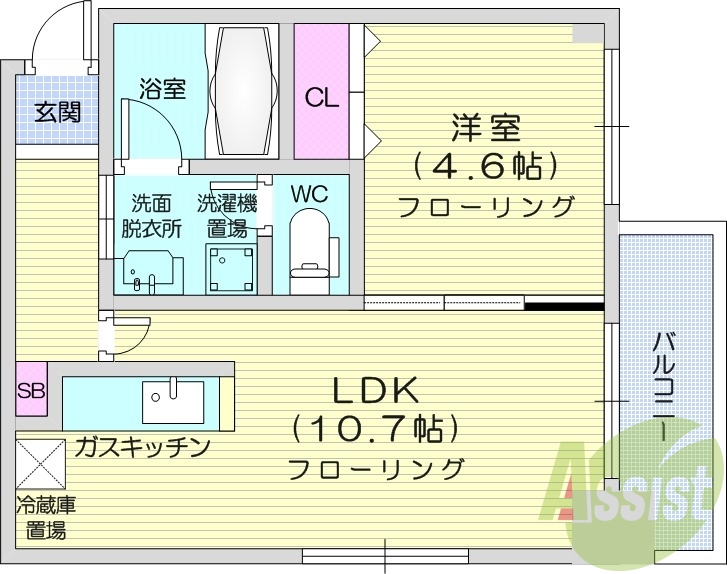 1LDK、クローゼット、バストイレ別、洗面脱衣所