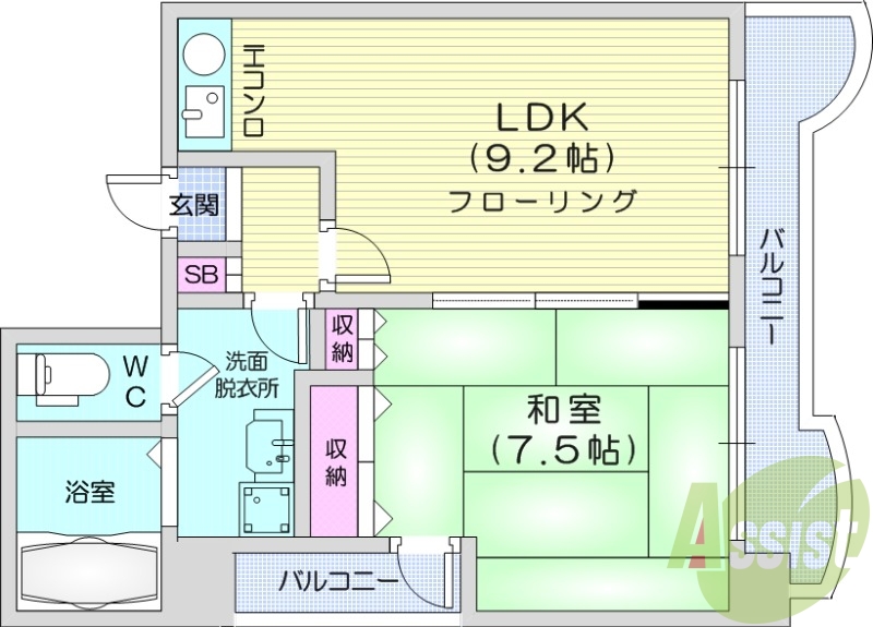 1LDK、洗面脱衣所、押入、システムキッチン