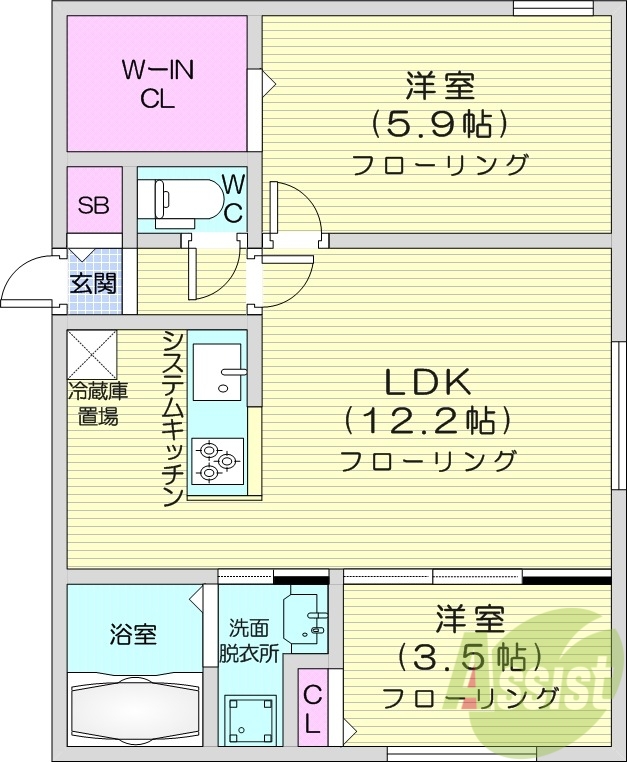 2LDK、エアコン、ペット飼育可能、ネット無料