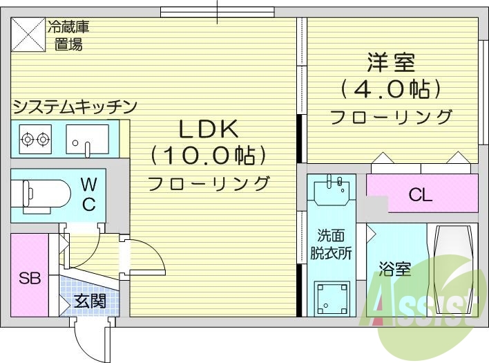 1LDK、エアコン、都市ガス、浴室乾燥機