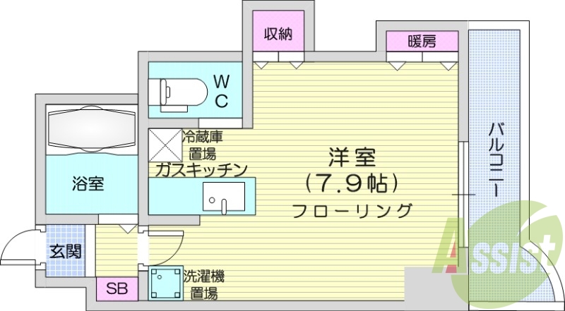 1R、灯油暖房、独立洗面台、ガスキッチン、家電付き