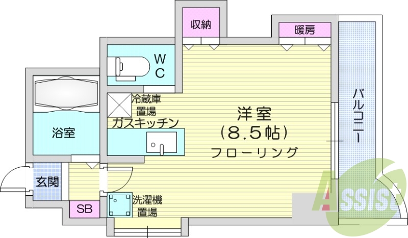 1R、灯油暖房、独立洗面台、ガスキッチン、ネット無料