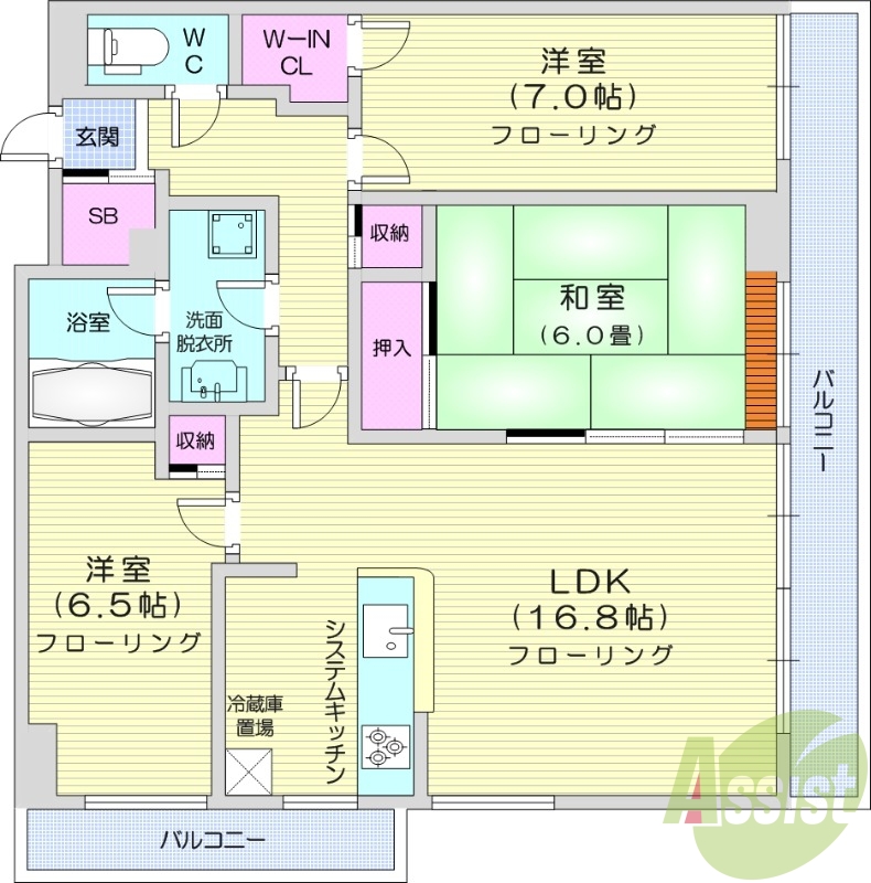 1LDK、都市ガス、システムキッチン、浴室乾燥機