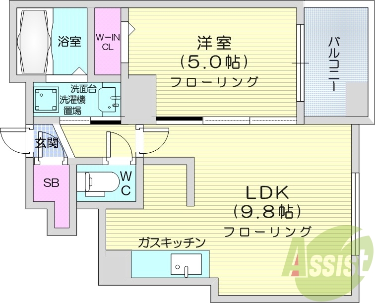 1LDK、灯油暖房、高速ネット対応、宅配ボックス