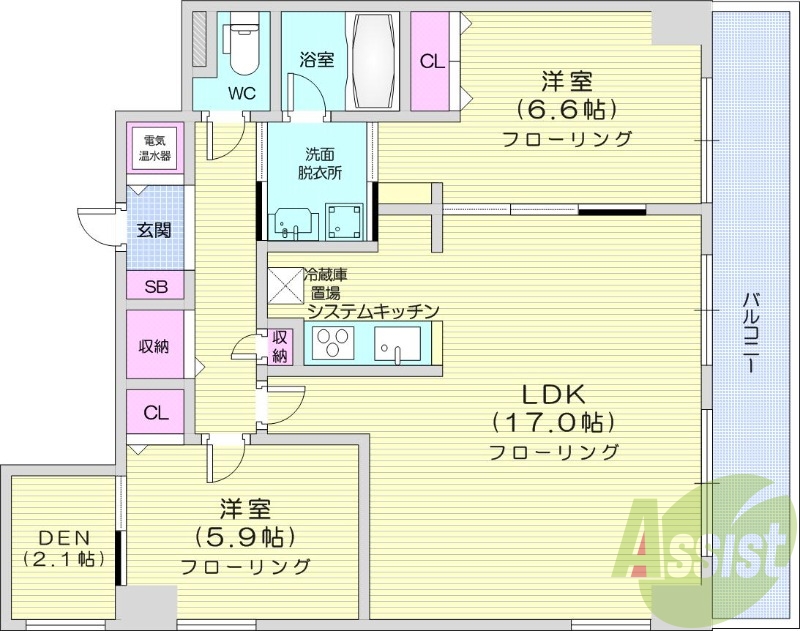 2LDK、オートロック、デザイナーズ、オール電化、IHコンロ