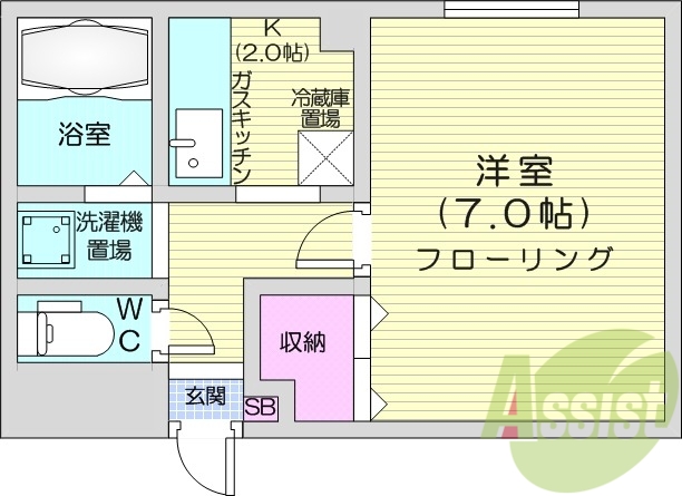 1K、エアコン、ネット無料、モニターホン