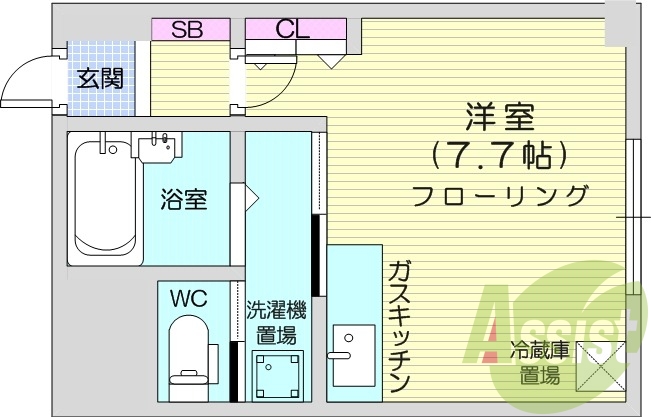 1K、オートロック、ネット使用料不要