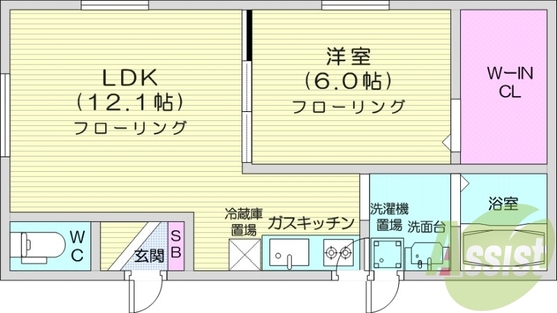 1LDK、灯油暖房、ロードヒーティング、角部屋、ペット可