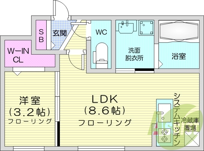 1LDK、エアコン、独立洗面台、灯油暖房、ネット無料
