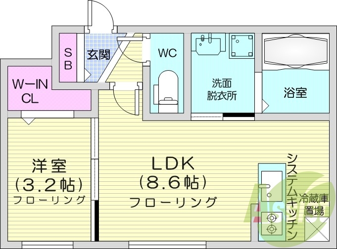 1LDK、エアコン、独立洗面台、灯油暖房、ネット無料