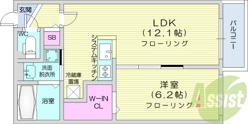 1LDK、エアコン、ペット可、システムキッチン