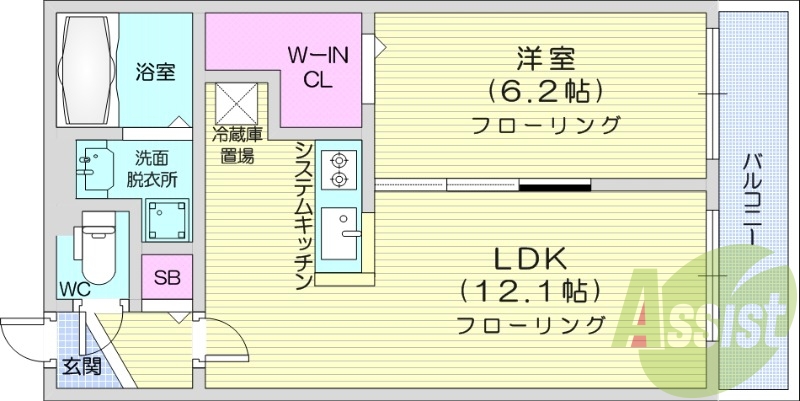 1LDK、エアコン、ペット可、システムキッチン
