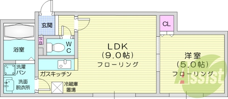 1LDK、シャンプードッレサー、クローゼット