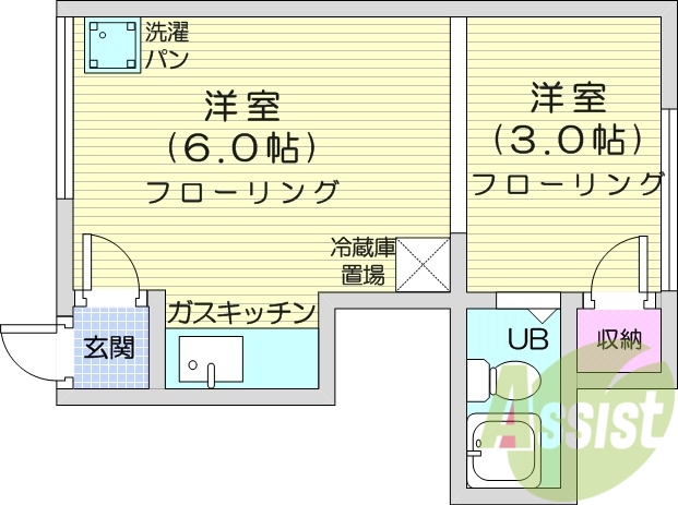 1DK、灯油暖房、収納、ガスキッチン、お風呂