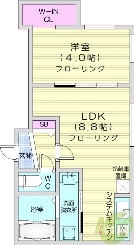 1LDK、エアコン、浴室乾燥機、ペット飼育可能