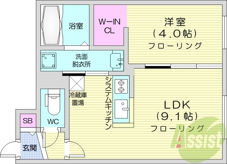 1LDK、エアコン、浴室乾燥機、ペット飼育可能
