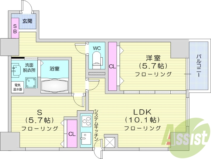 1LDK＋S、宅配ボックス、オール電化、IHシステムキッチン