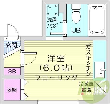 1R、灯油暖房、室内洗濯機置き場、ケーブルテレビ