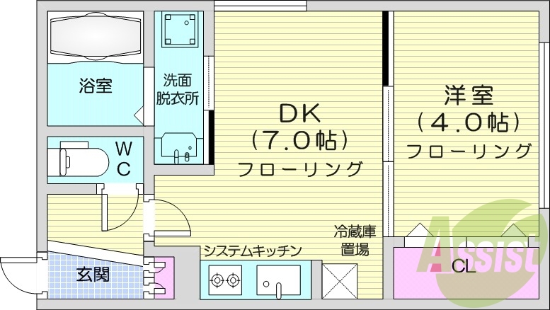 1DK、エアコン、灯油暖房、浴室乾燥機