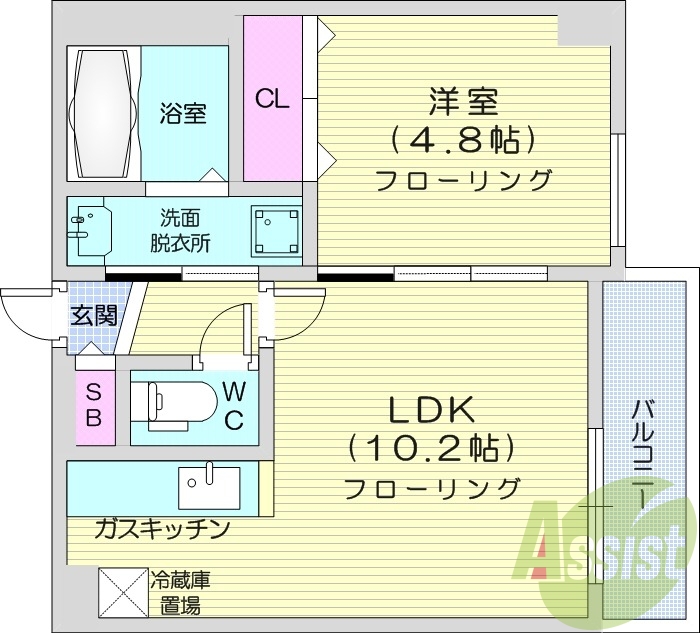 1LDK、クローゼット、バストイレ別、洗面脱衣所