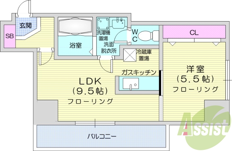 1LDK、トランクルーム、灯油暖房、オートロック