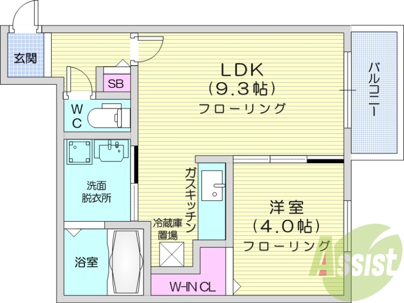 1LDK、エアコン、バルコニー、ネット無料