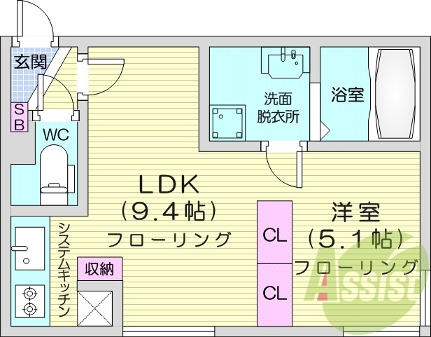 1LDK、都市ガスエコジョーズ、ペット可、オートロック、収納