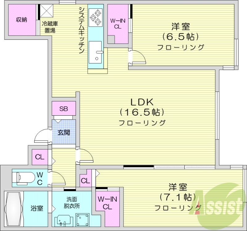 2LDK、都市ガス、エアコン、追い焚き、ネット無料