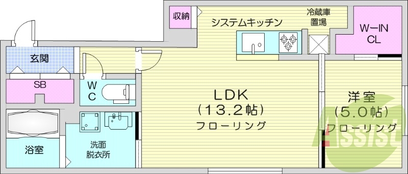 1LDK、都市ガス、エアコン、追い焚き、ネット無料