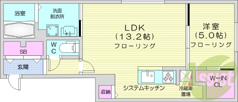 1LDK、都市ガス、エアコン、追い焚き、ネット無料