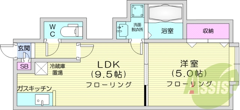 1LDK、エアコン、シャワートイレ、シャンプドレッサー
