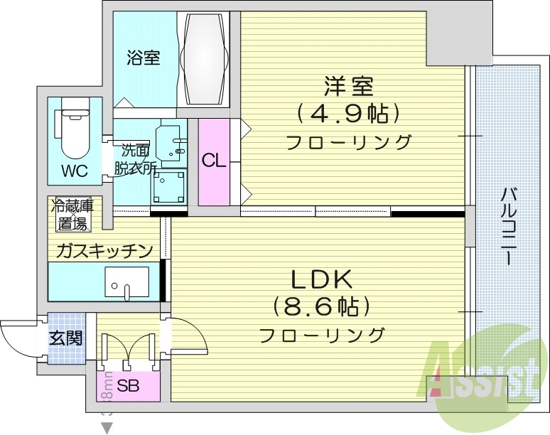 1LDK、収納、エアコン、灯油暖房、ネット無料