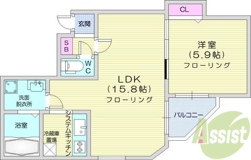 1LDK、ガス暖房、ネット無料、オートロック、宅配BOX