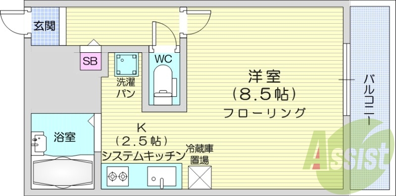 1K、オートロック、ネット無料、エアコン
