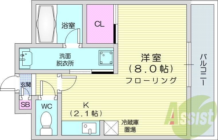 1R、オートロック、家具家電付き、エアコン、防犯カメラ