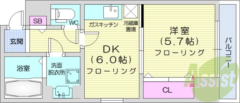 1DK、オートロック、モニターホン、灯油暖房、ガス給湯