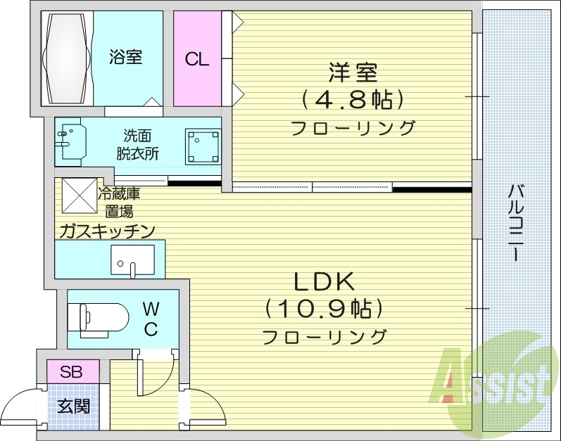 1LDK、ペット相談、灯油暖房、独立
