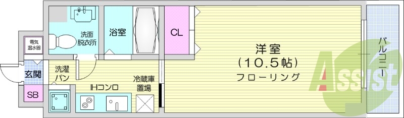１K、オートロック、オール電化、バストイレ別