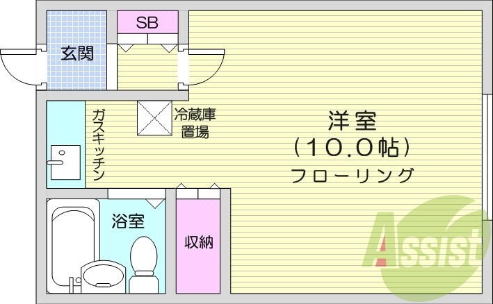 1K、オートロック、ネット使用料不要