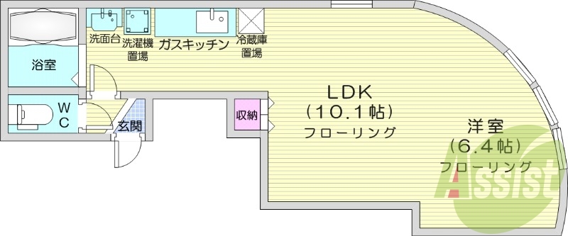 1LDK、ネット無料、独立洗面台、