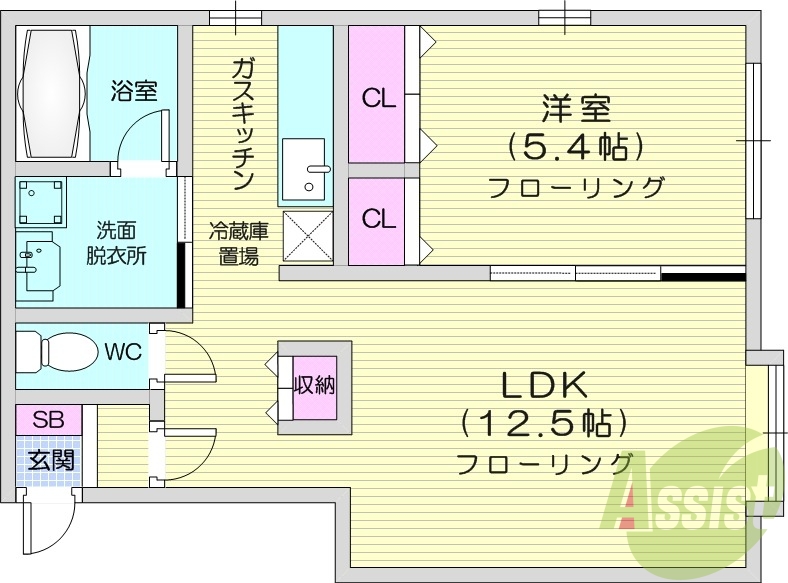 1LDK、モニタ付きインターホン、独立洗面台、トランクルーム
