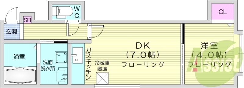 1DK、インターネット無料、独立洗面台、モニタ付インターホン