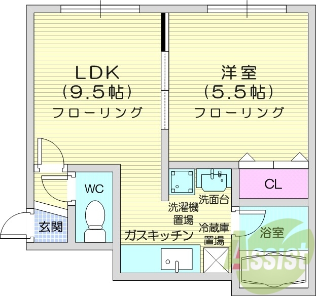 1LDK、灯油暖房、独立洗面台、バストイレ独立