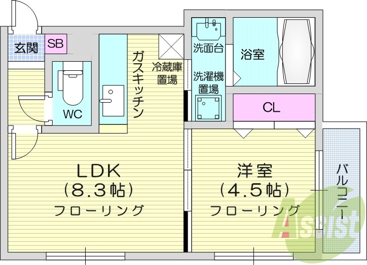 1LDK、モニタ付インターホン、ネット無料、灯油暖房