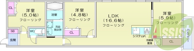 3LDK、エアコン、追い焚き、浴室乾燥機