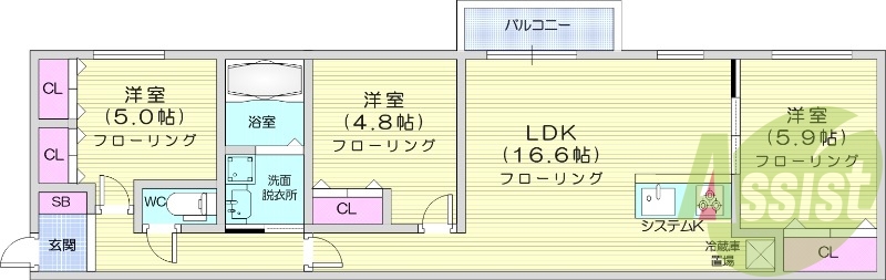 3LDK、エアコン、追い焚き、浴室乾燥機