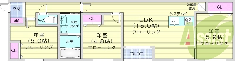 3LDK、エアコン、追い焚き、浴室乾燥機