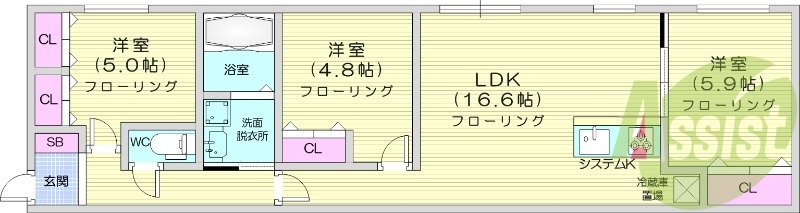 3LDK、エアコン、追い焚き、浴室乾燥機